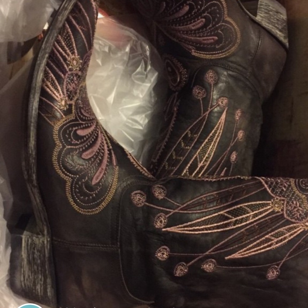 Brand New Distressed Brown Leather Cowboy boots